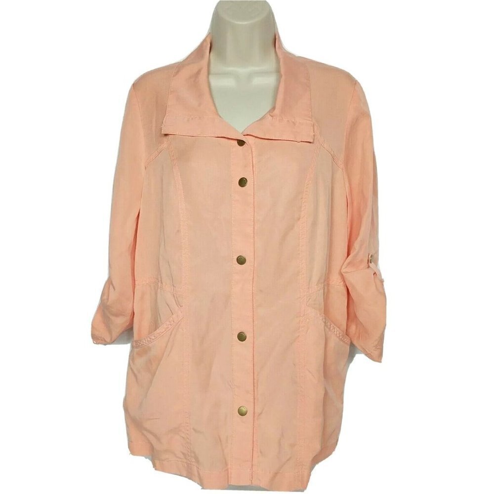 Chico's Orange Utility Jacket Womens Size Small